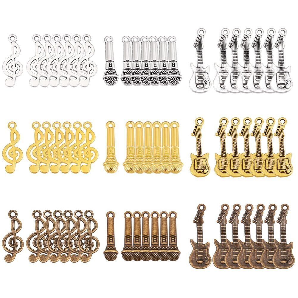 4165 90pcs Music Charms 3 Colors 3 Styles Instrument Music Note Charms